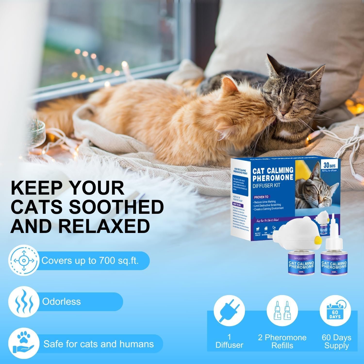 cat calming diffuser 3 in 1 multicat pheromone diffuser pheromones to calm stress and anxiety relief products plug in refill anti aggression for cats spraying no more stop cat from urinating in house